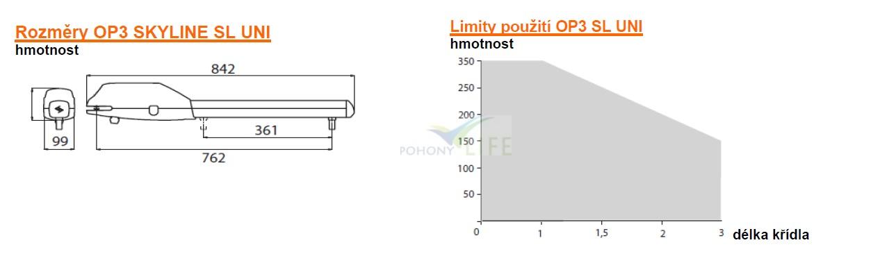 OP3 SKYLINE UNI - pohon pro 1-křídlou bránu do 2,75m