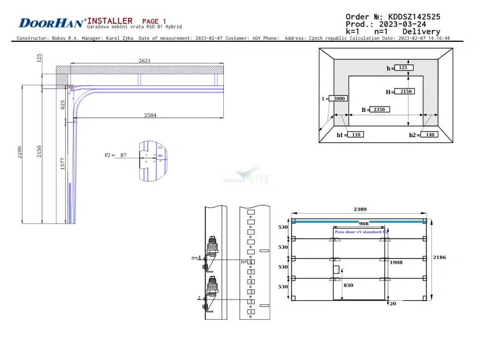 Sekční vrata Doorhan, hnědá RAL 8014